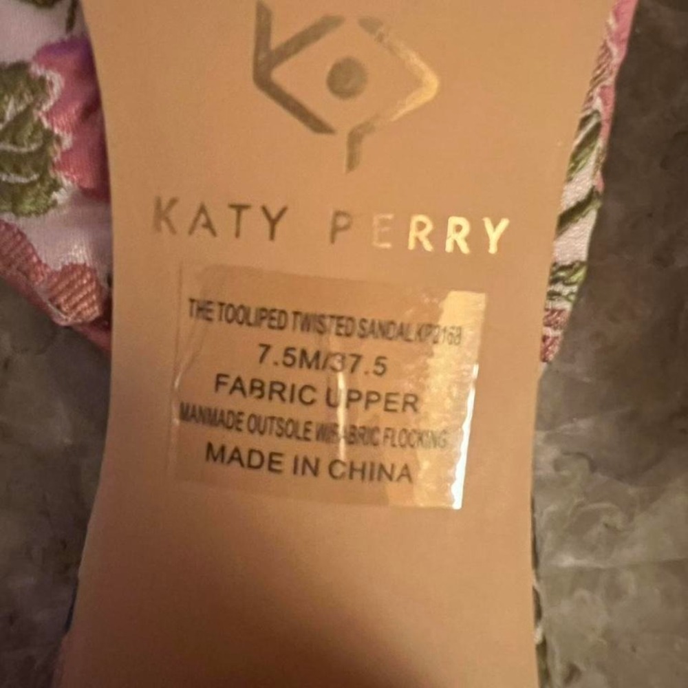 Katy Perry NEW Tooliped Twisted Sandal Vintage Pink Floral Women Shoes Size 7.5M - Picture 7 of 8